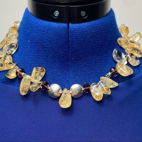 Citrine Tumbled Nugget Collar Necklace Artisan - Picture 3 of 15